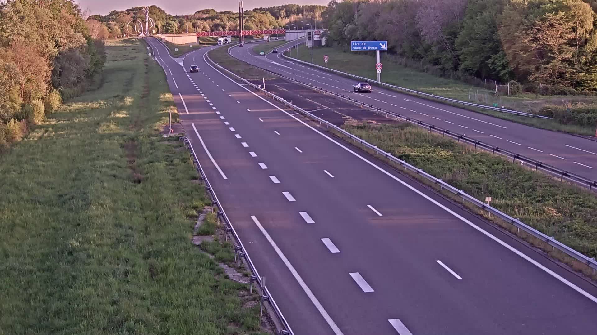 Dommartin-lès-Cuiseaux: Bourg-en-Bresse-A39 au niveau de l’Aire du poulet de Bresse dans le sens Dijon - Lyon