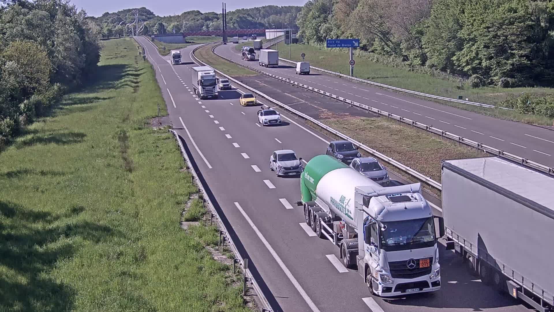 Dommartin-lès-Cuiseaux: Bourg-en-Bresse-A39 au niveau de l’Aire du poulet de Bresse dans le sens Dijon - Lyon