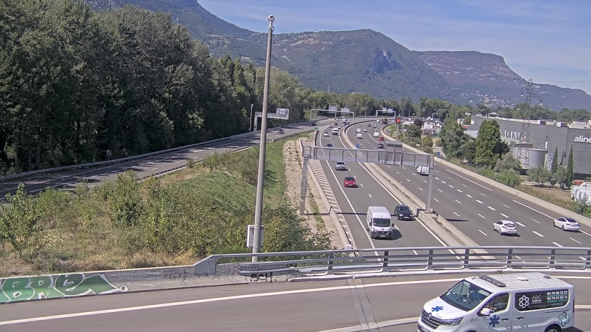 Sassenage: Saint-Égrève-Visualisation du trafic entrant dans Grenoble centre (RN481) et trafic autoroutier entrant et sortant de l'A480
