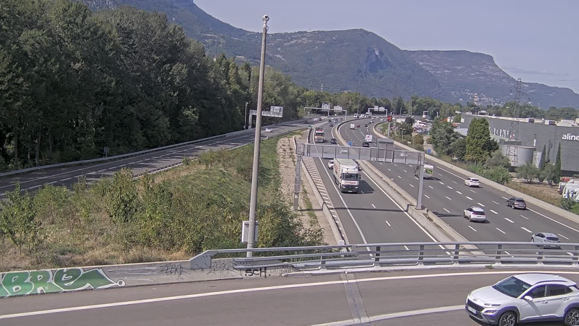 Sassenage: Saint-Égrève-Visualisation du trafic entrant dans Grenoble centre (RN481) et trafic autoroutier entrant et sortant de l'A480