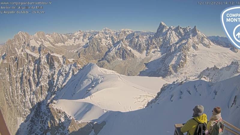 Les Bossons: From Aiguille du Midi (3.800 mts) looking to East